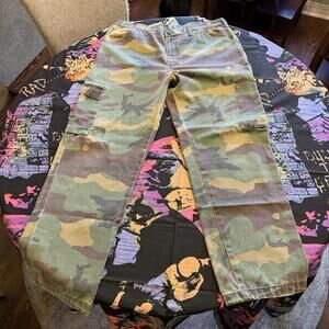 Vintage‎ Liberty Cargo Pants Mens Large Camo Woodland Fade Skater Hunting 38x31